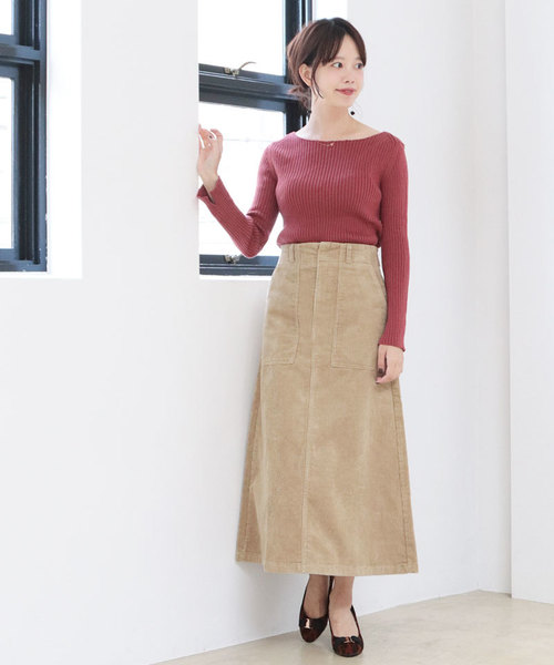 SESTO（セスト）の「コーデュロイロングスカート（スカート・レディース・ブラック/ベージュ/グレー/カーキ/ピンク/オレンジ/キャメル・M）」の17枚目の写真