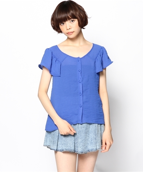 mystic（ミスティック）の「肩フリルBL（シャツ/ブラウス・レディース・オフホワイト/オレンジ/ブルー/ベージュ/ブラック・ﾌﾘ-）」の5枚目の写真