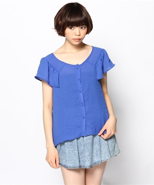 mystic（ミスティック）の「肩フリルBL（シャツ/ブラウス・レディース・オフホワイト/オレンジ/ブルー/ベージュ/ブラック・ﾌﾘ-）」の10枚目の写真