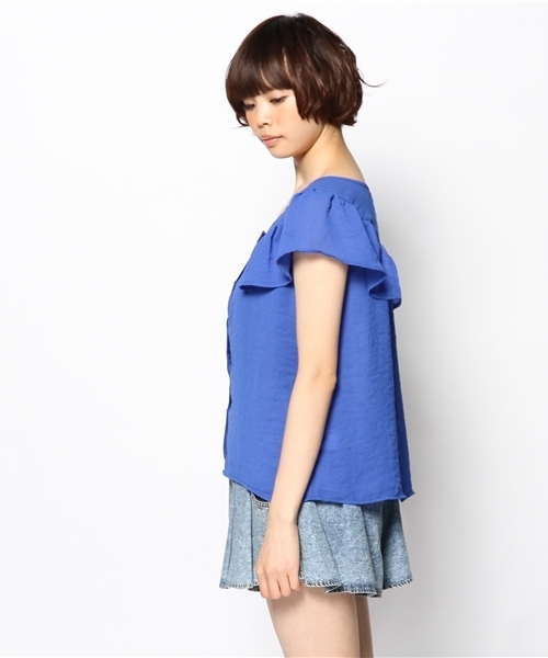 mystic（ミスティック）の「肩フリルBL（シャツ/ブラウス・レディース・オフホワイト/オレンジ/ブルー/ベージュ/ブラック・ﾌﾘ-）」の6枚目の写真