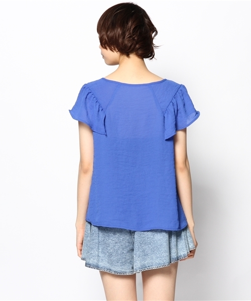 mystic（ミスティック）の「肩フリルBL（シャツ/ブラウス・レディース・オフホワイト/オレンジ/ブルー/ベージュ/ブラック・ﾌﾘ-）」の9枚目の写真