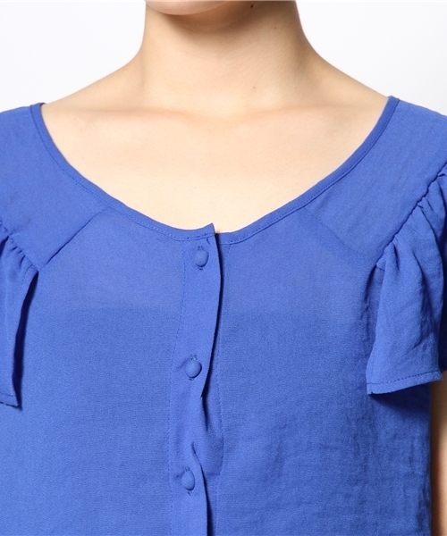 mystic（ミスティック）の「肩フリルBL（シャツ/ブラウス・レディース・オフホワイト/オレンジ/ブルー/ベージュ/ブラック・ﾌﾘ-）」の7枚目の写真