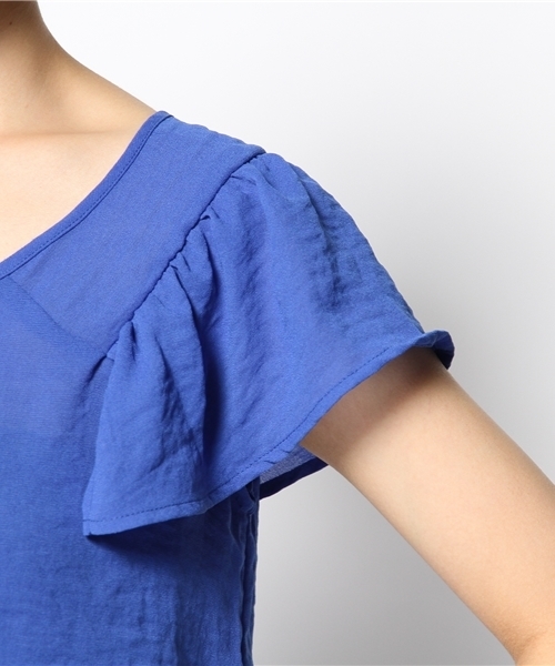 mystic（ミスティック）の「肩フリルBL（シャツ/ブラウス・レディース・オフホワイト/オレンジ/ブルー/ベージュ/ブラック・ﾌﾘ-）」の8枚目の写真