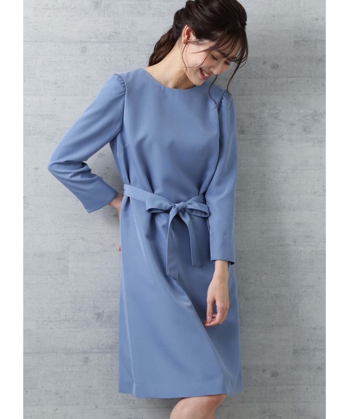 NATURAL BEAUTY BASIC(ナチュラルビューティーベーシック)の「〈WEB限定〉ベルテッドサックワンピース(ワンピース・レディース・チャコールグレー/ネイビー/ブルー・SMALL/MEDIUM/LARGE)」の3枚目の写真