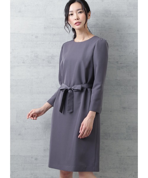 NATURAL BEAUTY BASIC(ナチュラルビューティーベーシック)の「〈WEB限定〉ベルテッドサックワンピース(ワンピース・レディース・チャコールグレー/ネイビー/ブルー・SMALL/MEDIUM/LARGE)」の15枚目の写真