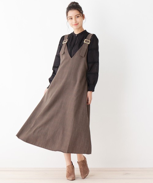 セール ワンピース バックル肩紐ジャンドレワンピ ワンピース Grove グローブ のファッション