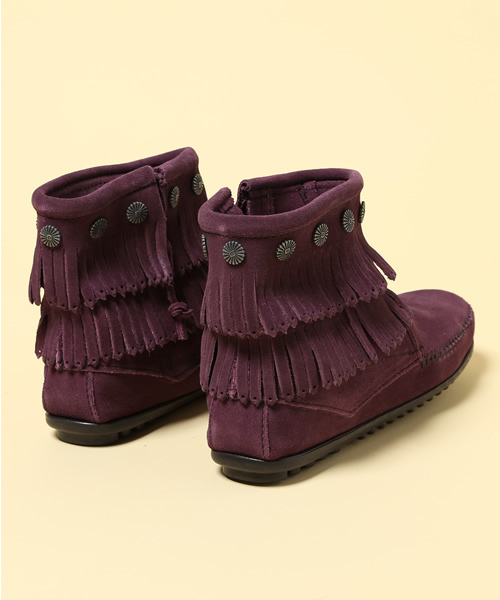Minnetonka（ミネトンカ）の「　【MINNETONKA】Double Fringe Side Zip Boot（ブーツ・レディース・パープル/ブルー・23.5cm/24.5cm/22.5cm）」の5枚目の写真