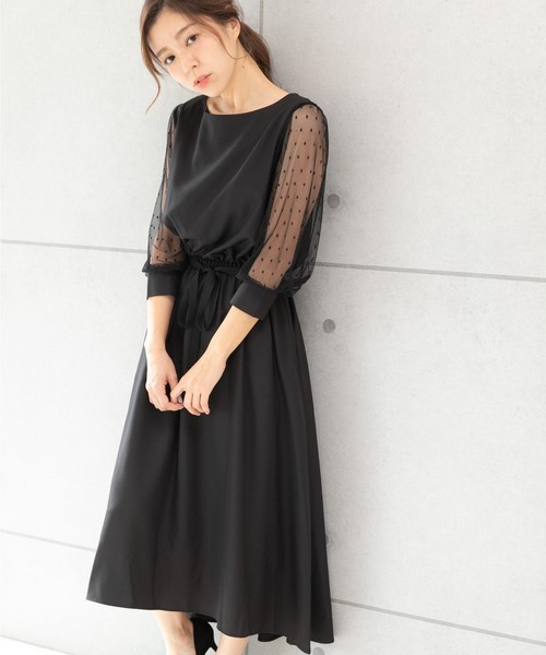 ドットチュールワンピース 【結婚式 フォーマル パーティー ドレス】 ドットチュールワンピース 【結婚式 フォーマル パーティー ドレス】