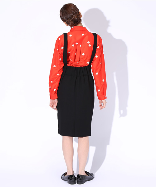 Ray BEAMS(レイビームス)の「Ray BEAMS / サスペンダー付き ハイウエスト タイトスカート(スカート・レディース・ブラック/ブラウン系その他/レッド・0/1)」の4枚目の写真