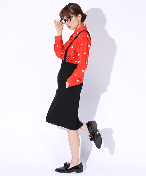 Ray BEAMS(レイビームス)の「Ray BEAMS / サスペンダー付き ハイウエスト タイトスカート(スカート・レディース・ブラック/ブラウン系その他/レッド・0/1)」の13枚目の写真