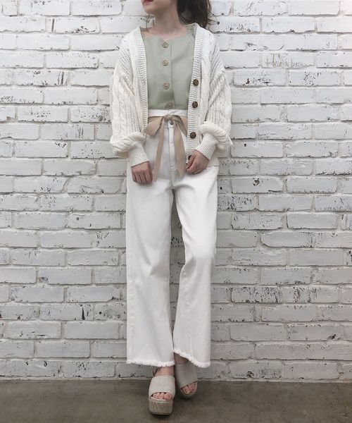 one after another NICE CLAUP（ワンアフターアナザーナイスクラップ）の「スカーフセット麻混ブラウス（シャツ/ブラウス・レディース・ブラック/ブラウン/オフホワイト/グリーン・FREE）」の8枚目の写真