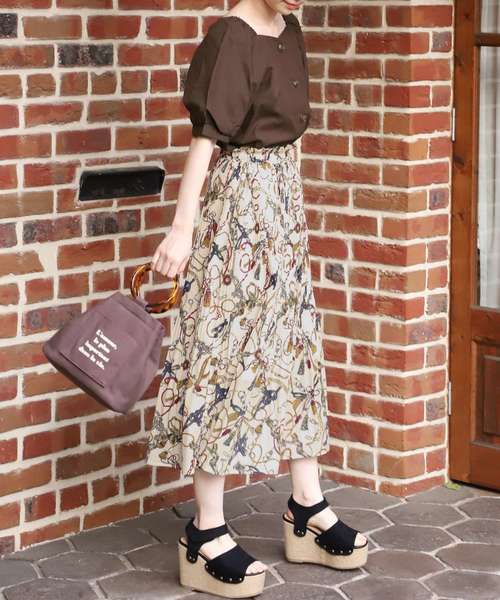 one after another NICE CLAUP（ワンアフターアナザーナイスクラップ）の「スカーフセット麻混ブラウス（シャツ/ブラウス・レディース・ブラック/ブラウン/オフホワイト/グリーン・FREE）」の10枚目の写真