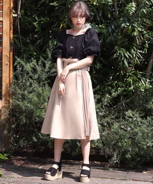 one after another NICE CLAUP（ワンアフターアナザーナイスクラップ）の「スカーフセット麻混ブラウス（シャツ/ブラウス・レディース・ブラック/ブラウン/オフホワイト/グリーン・FREE）」の14枚目の写真