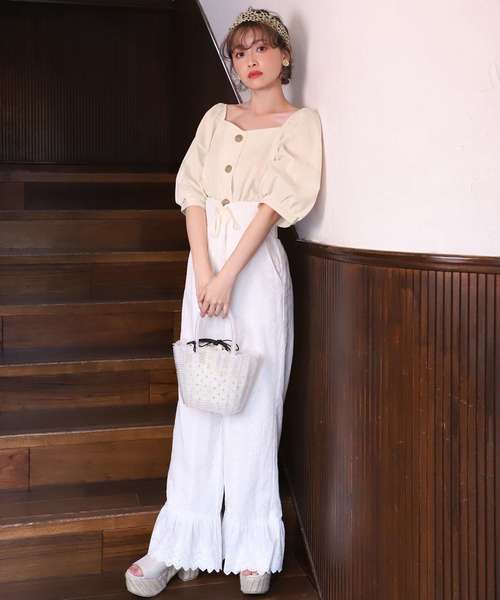 one after another NICE CLAUP（ワンアフターアナザーナイスクラップ）の「スカーフセット麻混ブラウス（シャツ/ブラウス・レディース・ブラック/ブラウン/オフホワイト/グリーン・FREE）」の19枚目の写真