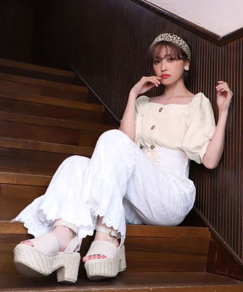 one after another NICE CLAUP（ワンアフターアナザーナイスクラップ）の「スカーフセット麻混ブラウス（シャツ/ブラウス・レディース・ブラック/ブラウン/オフホワイト/グリーン・FREE）」の21枚目の写真