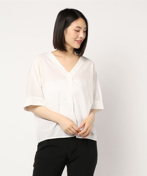 CRAFT STANDARD BOUTIQUE(クラフトスタンダードブティック)の「両Vネックドルマンブラウス(シャツ/ブラウス・レディース・オフホワイト/ストライプ・FREE)」の2枚目の写真