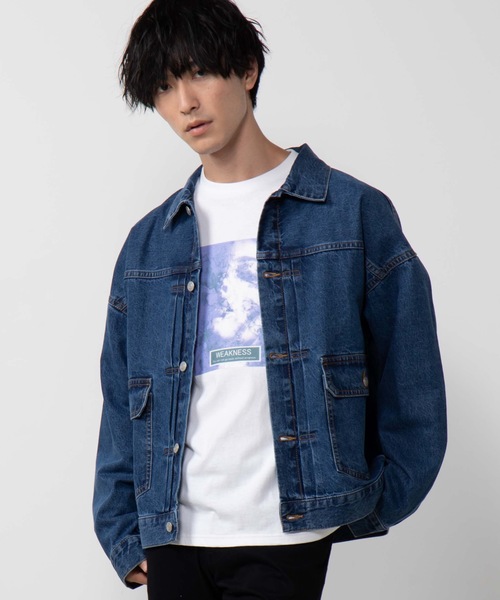 WEGO（ウィゴー）の「WEGO/ビッグシルエットデニムジャケット（デニムジャケット・メンズ・インディゴブルー/ダークインディゴブルー・MEDIUM/LARGE）」の2枚目の写真