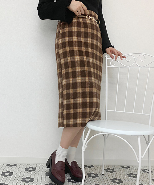 apres jour（アプレジュール）の「厚手チェックナロースカート【ZOZOTOWN限定アイテム】（スカート・レディース・ダークブラウン/ベージュ/ブラウン系その他・フリー）」の14枚目の写真