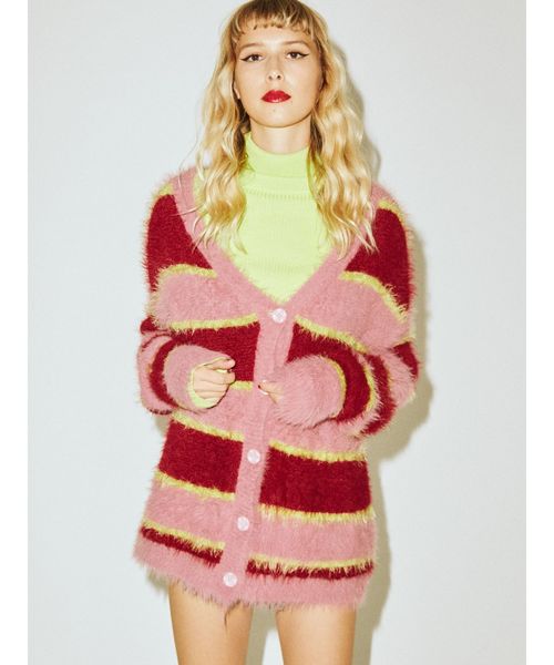 jouetie(ジュエティ)の「マルチボーダーニットカーデ(カーディガン/ボレロ・レディース・ベージュ/オフホワイト/ベビーピンク・MEDIUM)」の5枚目の写真