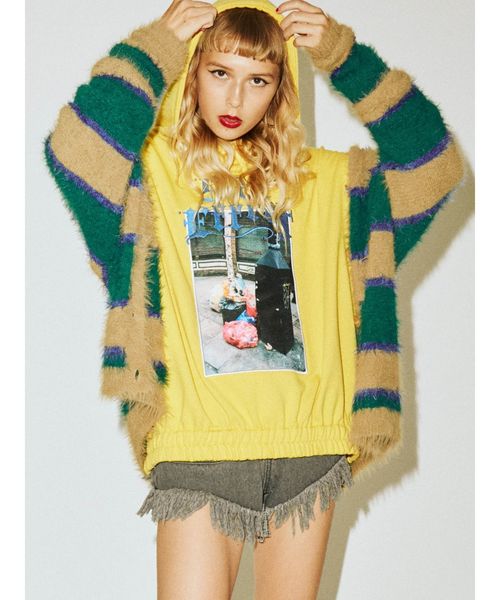 jouetie(ジュエティ)の「マルチボーダーニットカーデ(カーディガン/ボレロ・レディース・ベージュ/オフホワイト/ベビーピンク・MEDIUM)」の7枚目の写真