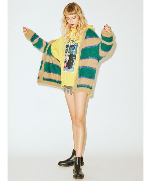 jouetie(ジュエティ)の「マルチボーダーニットカーデ(カーディガン/ボレロ・レディース・ベージュ/オフホワイト/ベビーピンク・MEDIUM)」の8枚目の写真