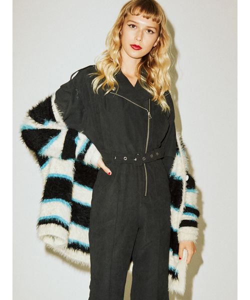 jouetie(ジュエティ)の「マルチボーダーニットカーデ(カーディガン/ボレロ・レディース・ベージュ/オフホワイト/ベビーピンク・MEDIUM)」の9枚目の写真