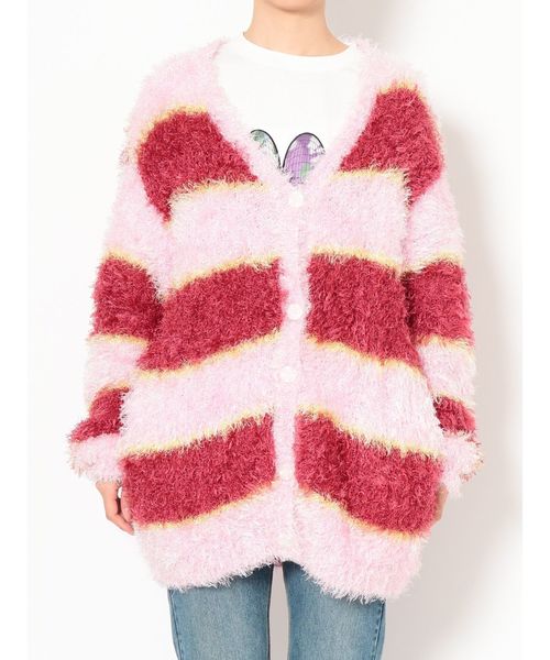 jouetie(ジュエティ)の「マルチボーダーニットカーデ(カーディガン/ボレロ・レディース・ベージュ/オフホワイト/ベビーピンク・MEDIUM)」の12枚目の写真