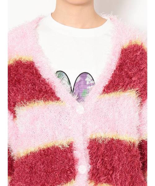 jouetie(ジュエティ)の「マルチボーダーニットカーデ(カーディガン/ボレロ・レディース・ベージュ/オフホワイト/ベビーピンク・MEDIUM)」の15枚目の写真