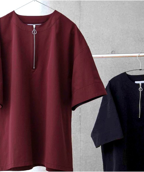 anown(アノン)の「配色ステッチハーフジップ 半袖Tシャツ【ファッションインフルエンサー とっしー×anown 限定コラボ】(Tシャツ/カットソー・メンズ・ブラック/レッド系その他・M/L)」の9枚目の写真