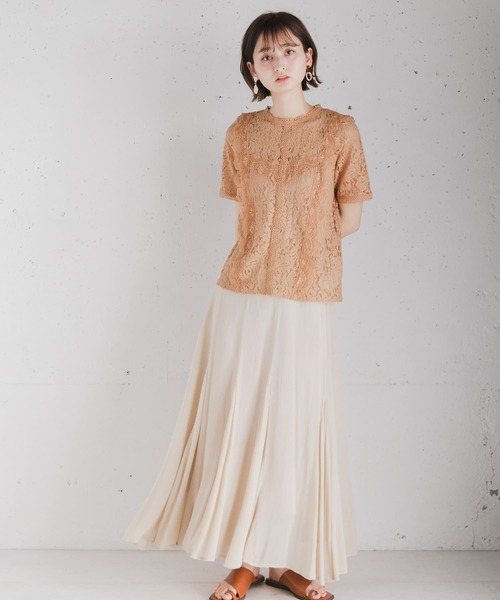 SENSE OF PLACE by URBAN RESEARCH（センスオブプレイスバイアーバンリサーチ）の「【STORY 5月号掲載】ハイネックレーストップ(半袖)（Tシャツ/カットソー・レディース・ピンク/オフホワイト/グリーン/ライトベージュ/ブラウン・FREE）」の12枚目の写真