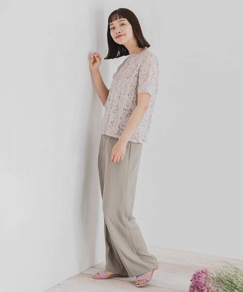 SENSE OF PLACE by URBAN RESEARCH（センスオブプレイスバイアーバンリサーチ）の「【STORY 5月号掲載】ハイネックレーストップ(半袖)（Tシャツ/カットソー・レディース・ピンク/オフホワイト/グリーン/ライトベージュ/ブラウン・FREE）」の13枚目の写真