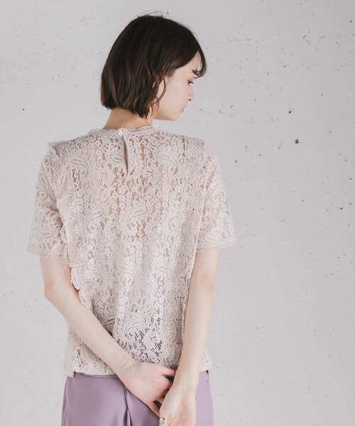 SENSE OF PLACE by URBAN RESEARCH（センスオブプレイスバイアーバンリサーチ）の「【STORY 5月号掲載】ハイネックレーストップ(半袖)（Tシャツ/カットソー・レディース・ピンク/オフホワイト/グリーン/ライトベージュ/ブラウン・FREE）」の16枚目の写真