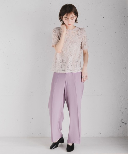SENSE OF PLACE by URBAN RESEARCH（センスオブプレイスバイアーバンリサーチ）の「【STORY 5月号掲載】ハイネックレーストップ(半袖)（Tシャツ/カットソー・レディース・ピンク/オフホワイト/グリーン/ライトベージュ/ブラウン・FREE）」の17枚目の写真