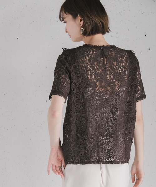SENSE OF PLACE by URBAN RESEARCH（センスオブプレイスバイアーバンリサーチ）の「【STORY 5月号掲載】ハイネックレーストップ(半袖)（Tシャツ/カットソー・レディース・ピンク/オフホワイト/グリーン/ライトベージュ/ブラウン・FREE）」の22枚目の写真