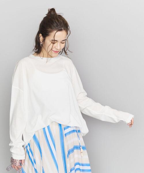 BEAUTY&YOUTH UNITED ARROWS（ビューティーアンドユースユナイテッドアローズ）の「BY コットンシアーワイドクルーネックカットソー（Tシャツ/カットソー・レディース・ホワイト/オレンジ/ネイビー/モカ/グレー・FREE）」の7枚目の写真
