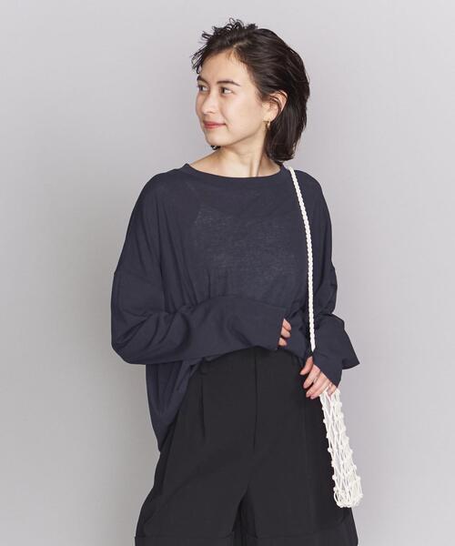 BEAUTY&YOUTH UNITED ARROWS（ビューティーアンドユースユナイテッドアローズ）の「BY コットンシアーワイドクルーネックカットソー（Tシャツ/カットソー・レディース・ホワイト/オレンジ/ネイビー/モカ/グレー・FREE）」の8枚目の写真