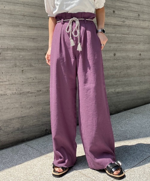 PAGEBOY（ページボーイ）の「【WEB限定アイテム】アサコンロープベルトパンツ（その他パンツ・レディース・ブラック/ベージュ/オフホワイト/パープル・FREE）」の4枚目の写真