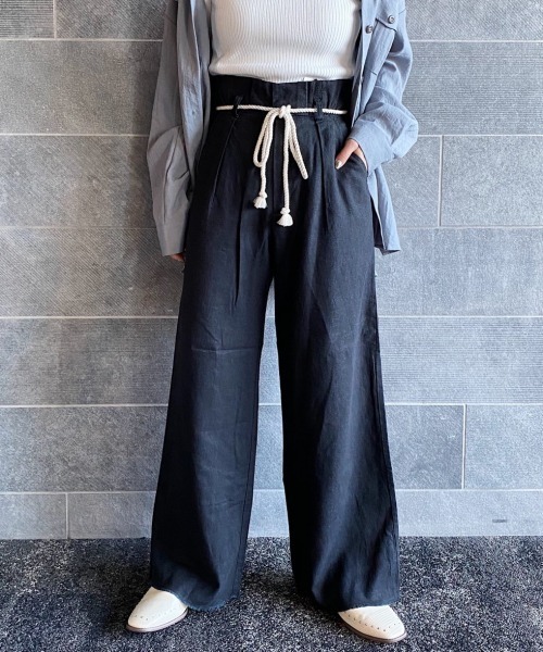 PAGEBOY（ページボーイ）の「【WEB限定アイテム】アサコンロープベルトパンツ（その他パンツ・レディース・ブラック/ベージュ/オフホワイト/パープル・FREE）」の2枚目の写真