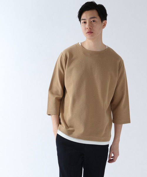 GLOBAL WORK（グローバルワーク）の「DRYタッチワッフルレイヤー7分袖/868176（Tシャツ/カットソー・メンズ・ホワイト/ブラック/ベージュ/グリーン・SMALL/MEDIUM/LARGE/X-LARGE）」の3枚目の写真