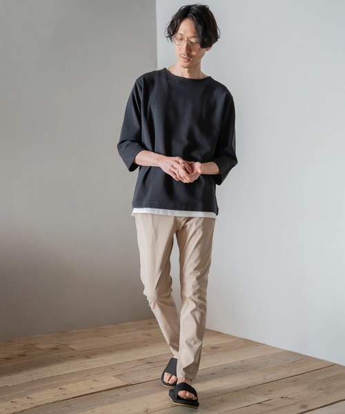 GLOBAL WORK（グローバルワーク）の「DRYタッチワッフルレイヤー7分袖/868176（Tシャツ/カットソー・メンズ・ホワイト/ブラック/ベージュ/グリーン・SMALL/MEDIUM/LARGE/X-LARGE）」の17枚目の写真