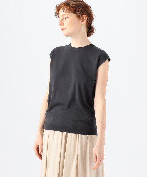 BALLSEY（ボールジィ）の「ハイゲージコットン ノースリーブプルオーバー（ニット/セーター・レディース・ミント/ダークブラウン/ネイビー/サックスブルー/ライトベージュ/ホワイト/グレー/ライトグレー/チャコールグレー/オレンジ/グリーン・M/S/L）」の3枚目の写真