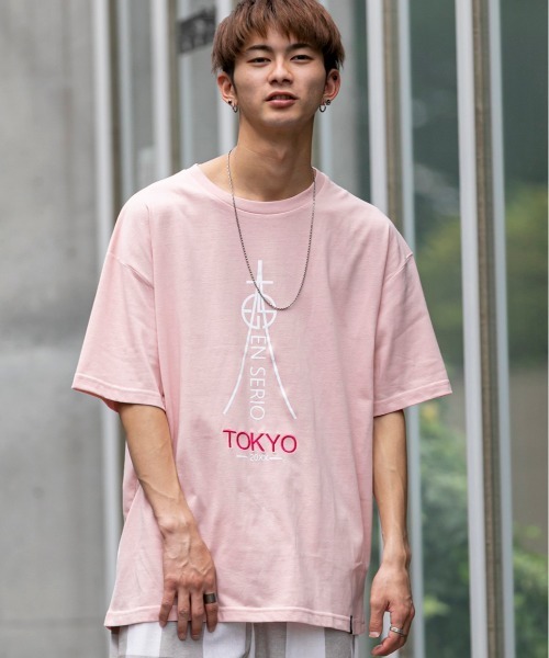 En serio TOKYO（エンソリオトーキョー）の「タワーロゴ ビッグシルエット Tシャツ【TOKYO20XX】（Tシャツ/カットソー・メンズ・ブラック/サンドベージュ/オフホワイト/スモークピンク・L/LL/S/M）」の19枚目の写真