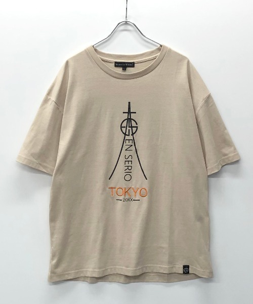 En serio TOKYO（エンソリオトーキョー）の「タワーロゴ ビッグシルエット Tシャツ【TOKYO20XX】（Tシャツ/カットソー・メンズ・ブラック/サンドベージュ/オフホワイト/スモークピンク・L/LL/S/M）」の22枚目の写真