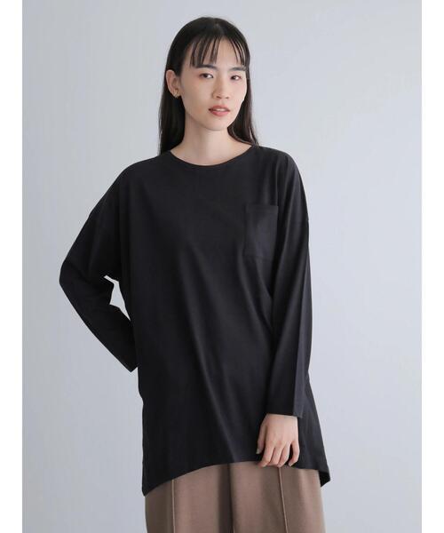 AMERICAN HOLIC（アメリカンホリック）の「ポケット付きコクーンカットチュニック　＊●（Tシャツ/カットソー・レディース・ブルー/モカ/ライトグレー/ブラック/オフホワイト・FREE）」の11枚目の写真