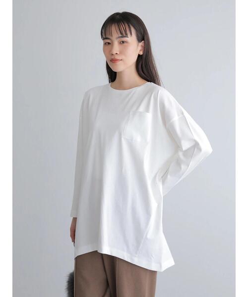 AMERICAN HOLIC（アメリカンホリック）の「ポケット付きコクーンカットチュニック　＊●（Tシャツ/カットソー・レディース・ブルー/モカ/ライトグレー/ブラック/オフホワイト・FREE）」の12枚目の写真