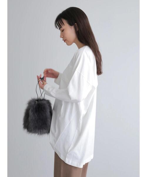AMERICAN HOLIC（アメリカンホリック）の「ポケット付きコクーンカットチュニック　＊●（Tシャツ/カットソー・レディース・ブルー/モカ/ライトグレー/ブラック/オフホワイト・FREE）」の13枚目の写真