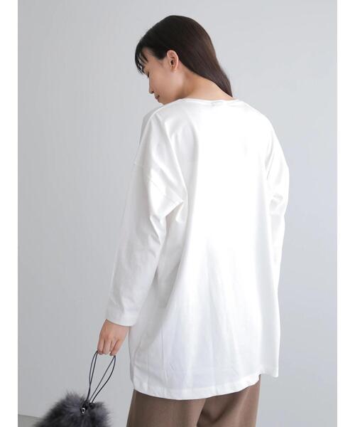 AMERICAN HOLIC（アメリカンホリック）の「ポケット付きコクーンカットチュニック　＊●（Tシャツ/カットソー・レディース・ブルー/モカ/ライトグレー/ブラック/オフホワイト・FREE）」の14枚目の写真