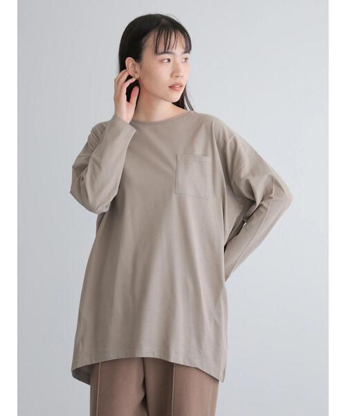 AMERICAN HOLIC（アメリカンホリック）の「ポケット付きコクーンカットチュニック　＊●（Tシャツ/カットソー・レディース・ブルー/モカ/ライトグレー/ブラック/オフホワイト・FREE）」の17枚目の写真