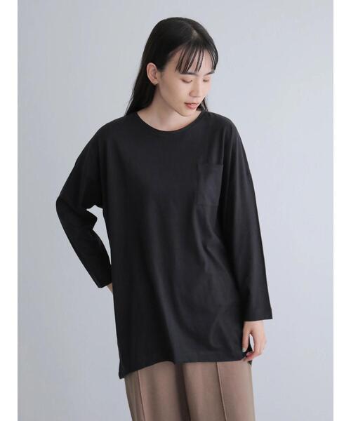 AMERICAN HOLIC（アメリカンホリック）の「ポケット付きコクーンカットチュニック　＊●（Tシャツ/カットソー・レディース・ブルー/モカ/ライトグレー/ブラック/オフホワイト・FREE）」の19枚目の写真