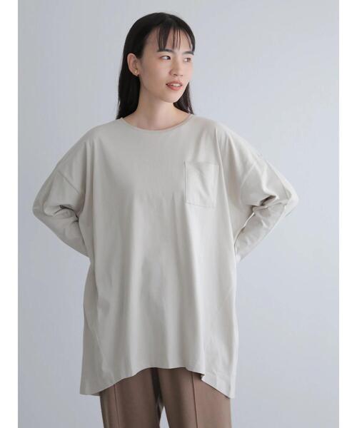 AMERICAN HOLIC（アメリカンホリック）の「ポケット付きコクーンカットチュニック　＊●（Tシャツ/カットソー・レディース・ブルー/モカ/ライトグレー/ブラック/オフホワイト・FREE）」の20枚目の写真